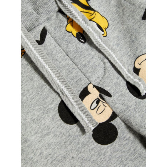 Pantaloni de bumbac de culoare gri, cu imprimeu Mickey Mouse, pentru băieți Name it 50949 3
