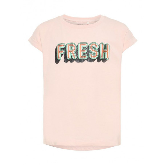 Bluză din mânecă scurtă din bumbac organic cu etichetă FRESH pentru fete Name it 50970 