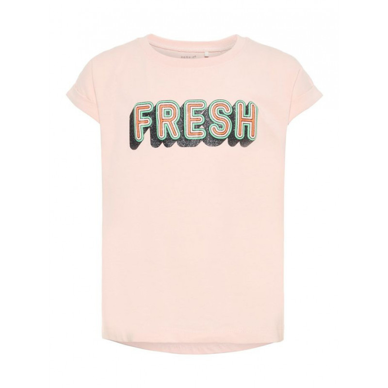 Bluză din mânecă scurtă din bumbac organic cu etichetă FRESH pentru fete  50970