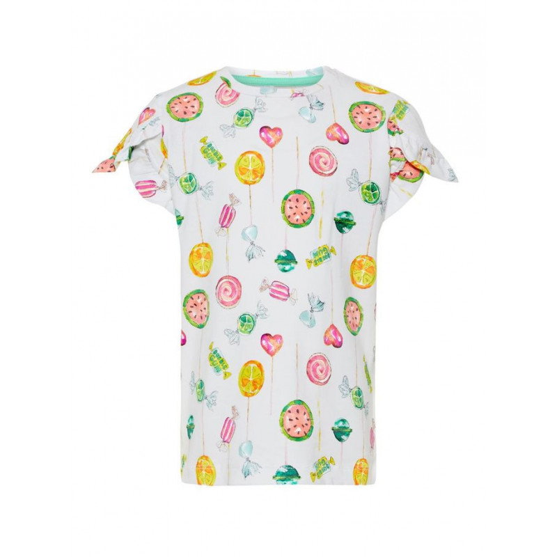 Bluză din mânecă scurtă din bumbac organic cu imprimeu cu bomboane pentru fete  50983