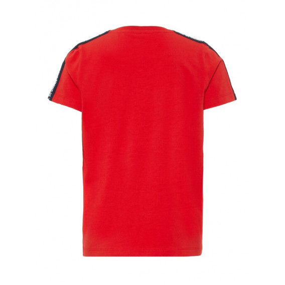 Tricou din bumbac organic de culoare roșie, cu imprimeu grafic Name it 51034 2