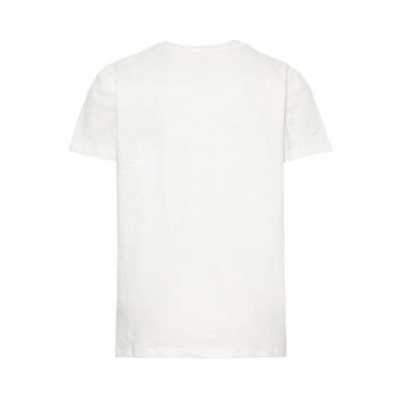 Tricou alb din bumbac organic, cu imprimeu grafic și inscripție Name it 51038 2