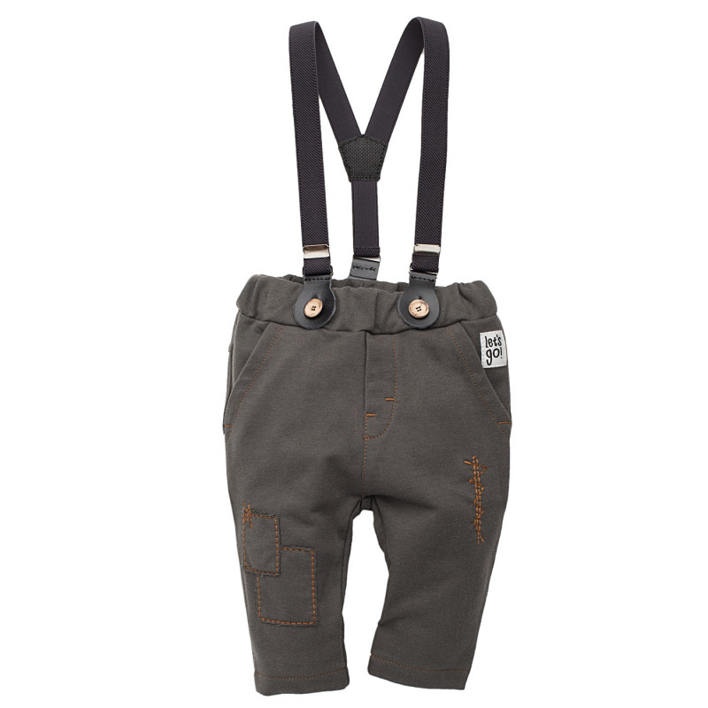 Pantaloni de bumbac cu bretele elastice late, pentru băieței  51257