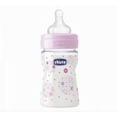 Biberon din polipropilenă roz cu tetină (1 picătură) pentru 0+ luni bebeluși, 150 ml  Chicco 52549 2