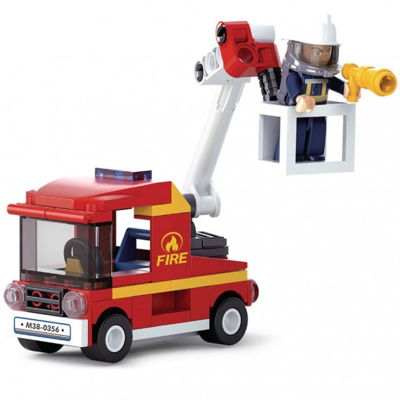 Set de construire camion de pompieri cu platformă, cu 142 piese Sluban 52816 2
