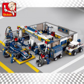 Set de construcție garaj pentru mașini de curse cu 741 piese Sluban 52914 4