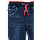 Pantaloni denim cu talie elastică largă în albastru și roșu pentru băieți Boboli 53538 3