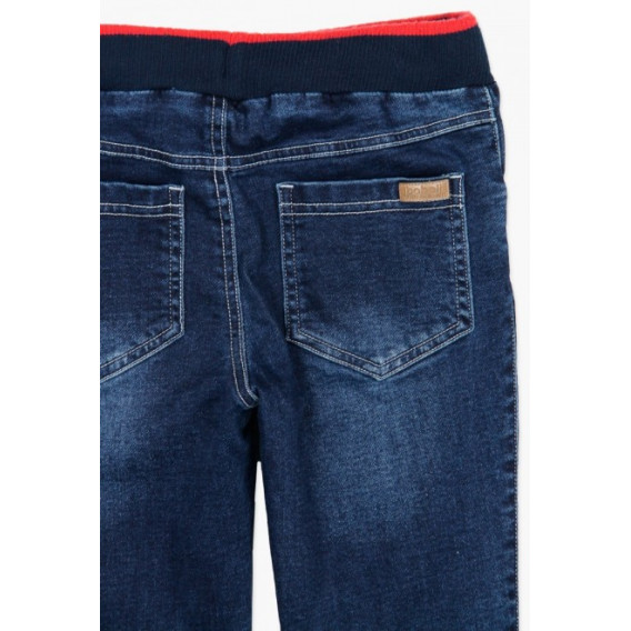 Pantaloni denim cu talie elastică largă în albastru și roșu pentru băieți Boboli 53539 4