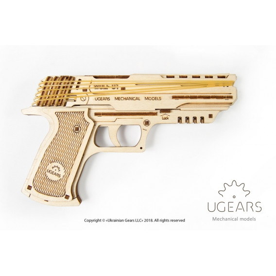 Pistol de puzzle mecanic 3D Ugears 53748 5