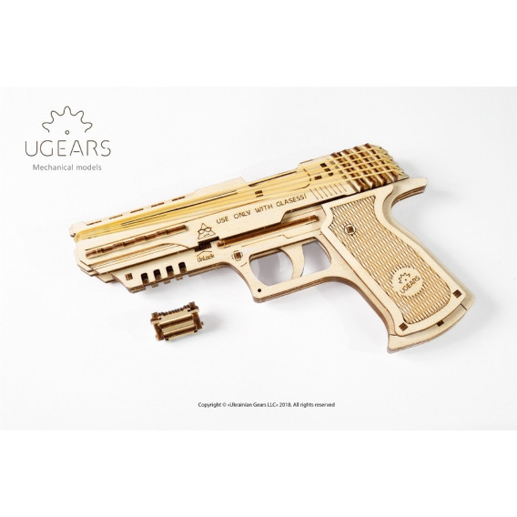 Pistol de puzzle mecanic 3D Ugears 53751 8