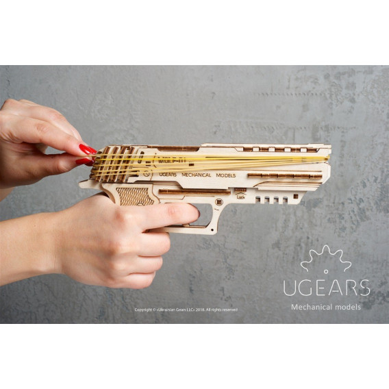 Pistol de puzzle mecanic 3D Ugears 53755 12