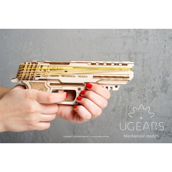 Pistol de puzzle mecanic 3D Ugears 53756 13
