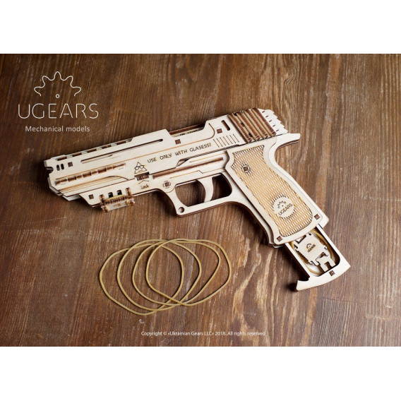 Pistol de puzzle mecanic 3D Ugears 53759 16