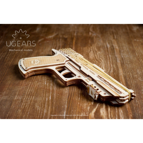 Pistol de puzzle mecanic 3D Ugears 53760 17