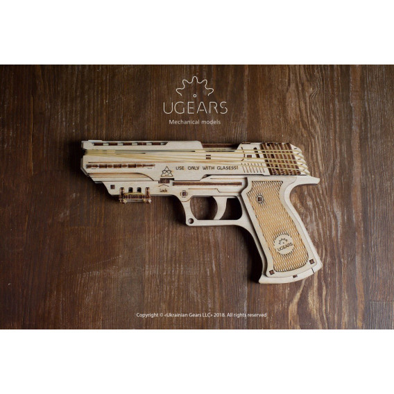 Pistol de puzzle mecanic 3D Ugears 53761 18