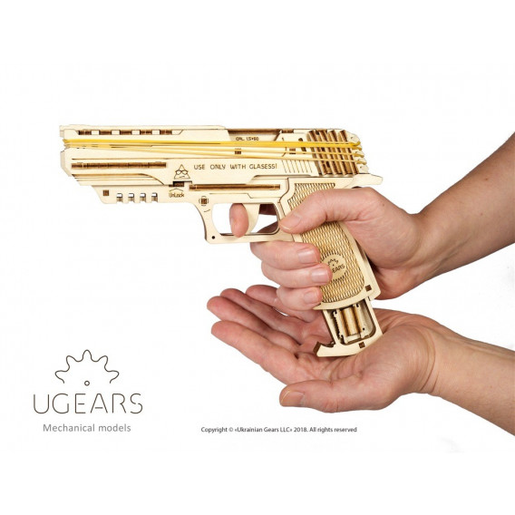 Pistol de puzzle mecanic 3D Ugears 53766 23
