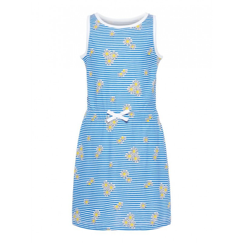 Rochie fără mâneci, cu flori și dungi galbene  53955