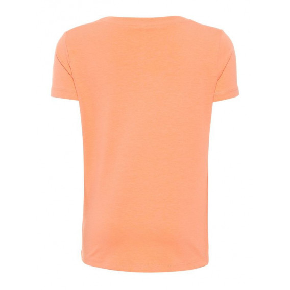 Tricou de bumbac, portocaliu, cu mânecă scurtă și aplicație colorată,pentru fete Name it 54210 2