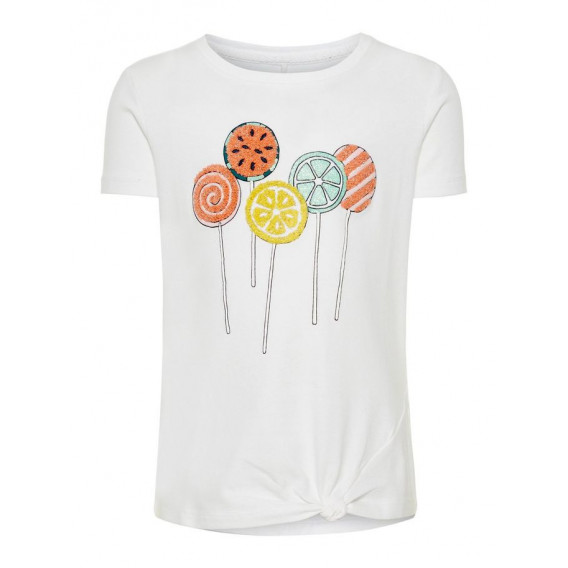 Tricou din bumbac cu mânecă scurtă, cu aplicație colorată, pentru fete Name it 54212 