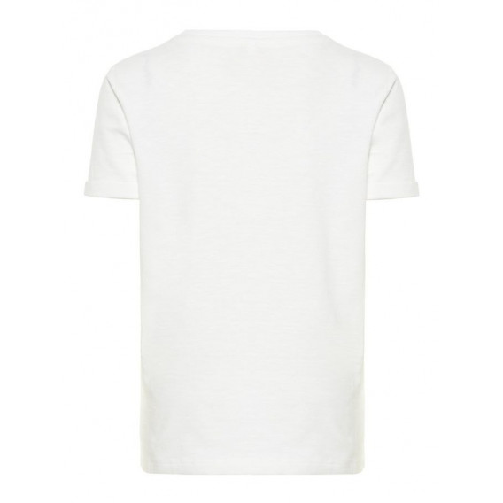 Tricou din bumbac cu mâneci scurte, alb și imprimeu amuzant, pentru băieți Name it 54248 2