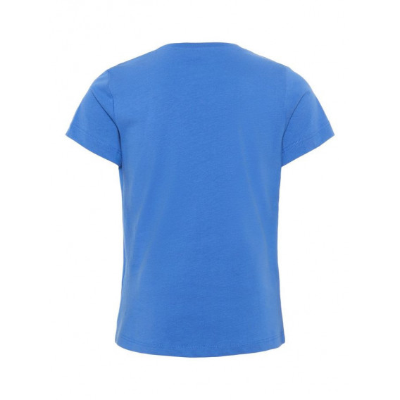 Tricou din bumbac de culoare albastră cu inscripție CHERRY pentru fete Name it 54265 2