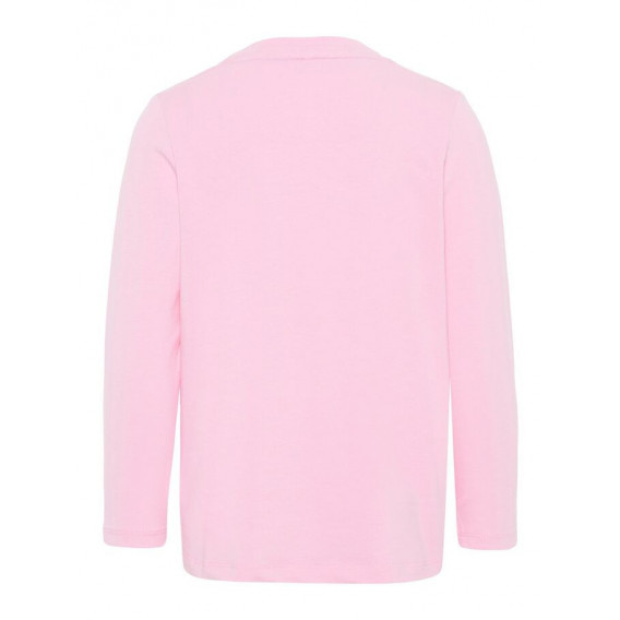 Bluză roz din bumbac cu mâneci lungi și imprimeu colorat, pentru o fată Name it 54277 2