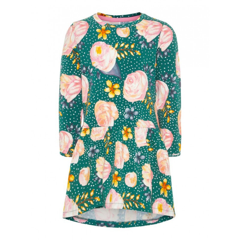 Bluză de bumbac cu mânecă lungă cu imprimeu floral pentru fete  54280