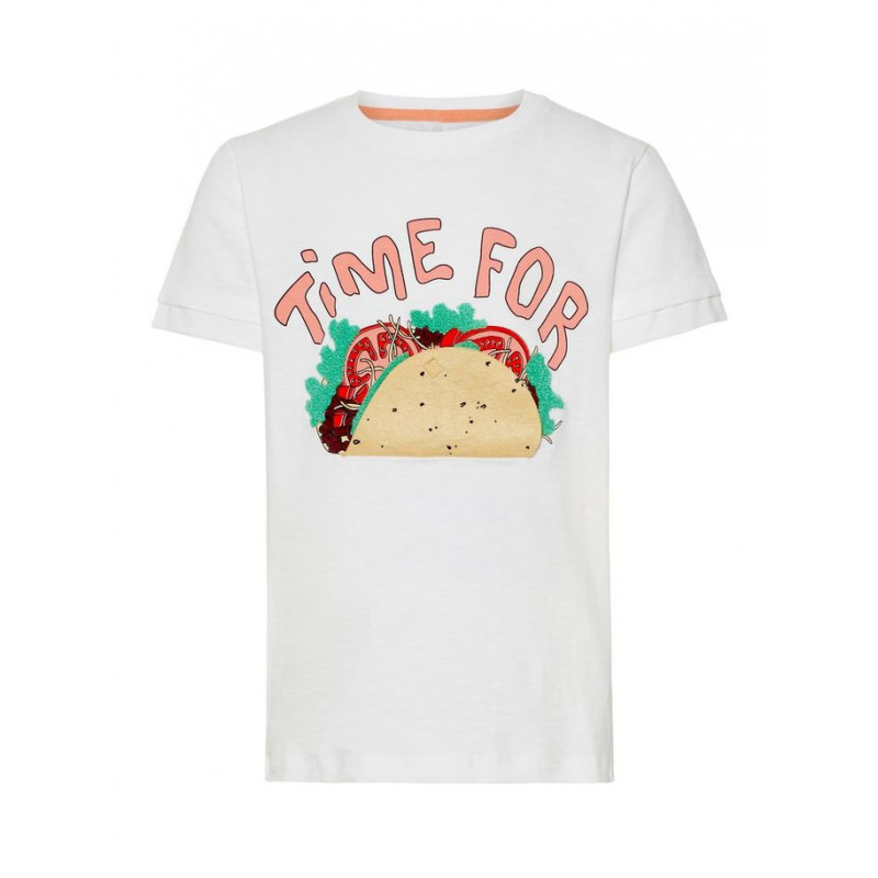 Tricou din bumbac cu mâneci scurte și imprimeu colorat de taco pentru băieți  54283