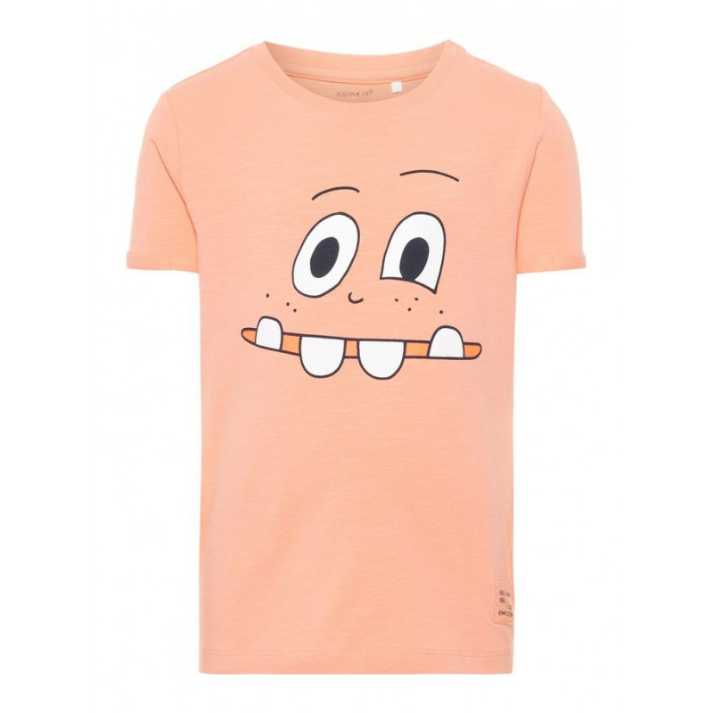 Tricou corai, din bumbac cu mânecă scurtă, cu imprimeu colorat pentru băieți  54295