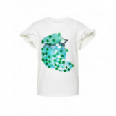 Bluză din bumbac cu mânecă scurtă creață și imprimeu colorat pentru fete Name it 54317 