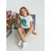 Bluză din bumbac cu mânecă scurtă creață și imprimeu colorat pentru fete Name it 54319 3