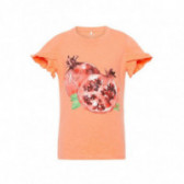 Bluză coral din bumbac cu mâneci scurte cu imprimeu de rodie pentru fete Name it 54321 