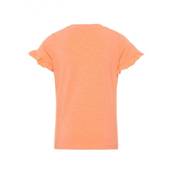 Bluză coral din bumbac cu mâneci scurte cu imprimeu de rodie pentru fete Name it 54322 2