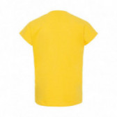 Bluză de bumbac de culoare galbenă, cu mânecă scurtă și inscripție roz pentru fete Name it 54328 2