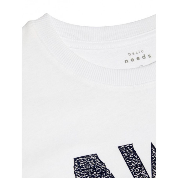 Tricou de bumbac de culoare albă cu mânecă scurtă și aplicație pentru băieți Name it 54361 3