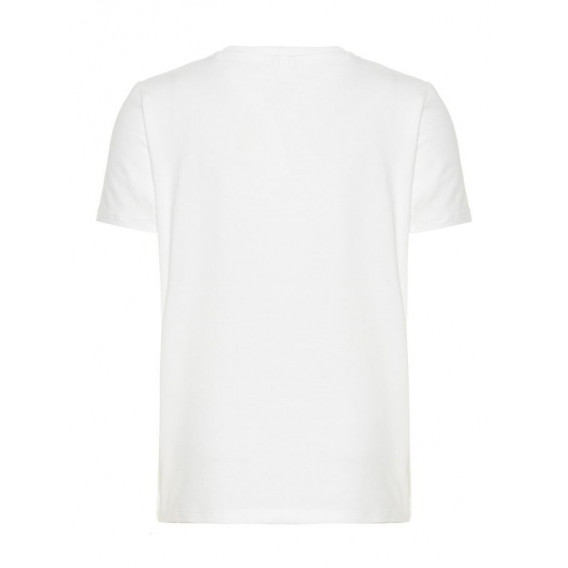 Bluză din bumbac de culoare albă cu mâneci scurte și imprimeu pentru băieți Name it 54369 2