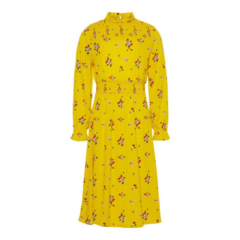 Rochie de bumbac de culoare galbenă cu imprimeu floral pentru fete  54423