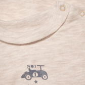 Bluză din bumbac bej cu mâneci lungi și un imprimeu mic pentru băieți Bebetto 55092 3