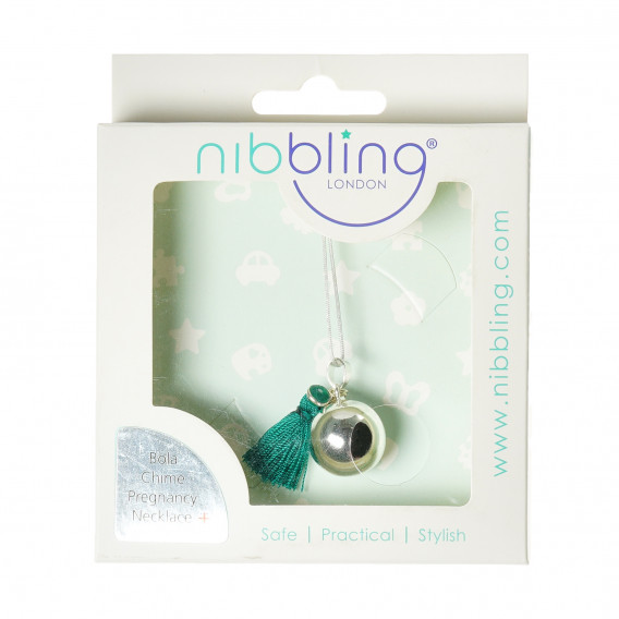 Colier cu pandantiv Bola și un ciucure verde pentru gravide Nibbling 56171 2