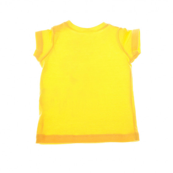 Bluză cu mânecă scurtă din bumbac, de culoare galbenă cu imprimeu colorat pentru fete Benetton 57898 2