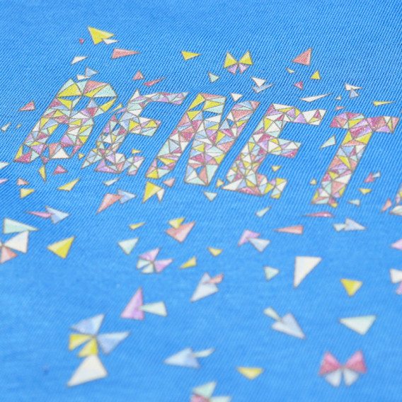 Tricou din bumbac cu imprimeu color și inscripție BENETTON pentru fete Benetton 57915 3