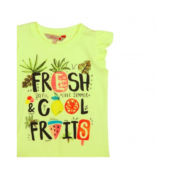 Tricou fără mâneci din bumbac de culoare verde cu imprimeu colorat pentru fete Boboli 58605 3