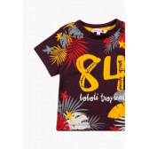 Tricou de bumbac pentru băieți, cu imprimeu floral, maro Boboli 58627 3