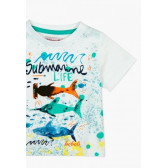 Tricou de bumbac pentru copii, cu imprimeu mare de pește Boboli 58941 2
