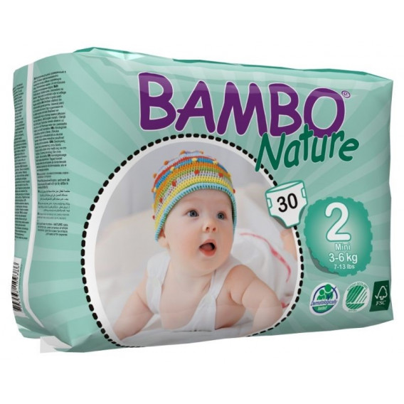 Scutece ECO de bebeluși Bambo Nature Mini, mărimea 2, 3-6 kg, 30 bucăți Bambo Nature 60107 2