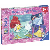 Puzzle 3 în 1 Ariel, Bella și Cenușăreasa Ravensburger 60464 8