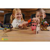 Puzzle mecanic 3D Pisoi și Cățeluș pentru copii Ugears 60514 3