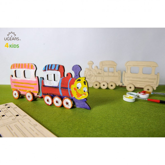 Puzzle mecanic, locomotivă 3D pentru copii Ugears 60521 5