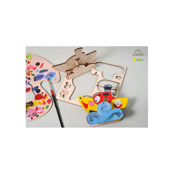 Puzzle mecanic 3D Vapor cu aburi pentru copii Ugears 60526 6