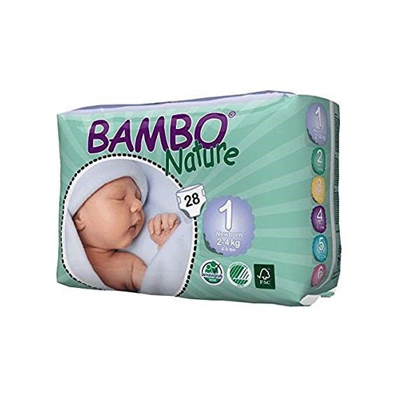 Scutece ECO de bebeluși Bambo Nature New Born, mărimea 1, 2-4 kg, 28 bucăți Bambo Nature 60571 5